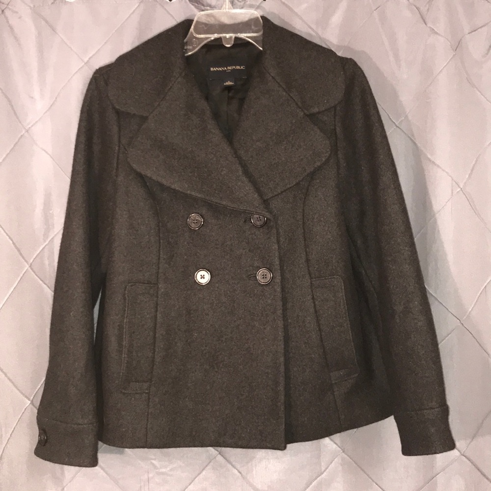 Banana republic grey wool pea coat small